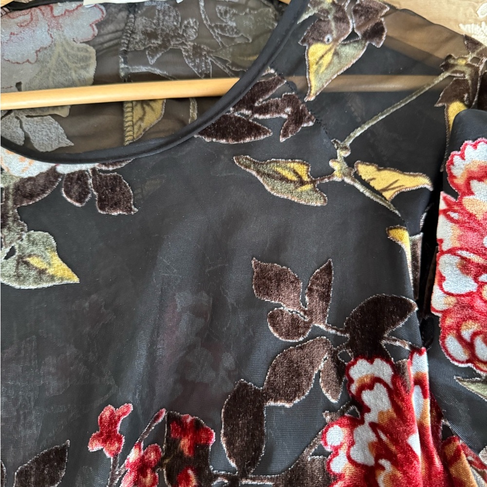 Floral Velvet Sheer Top